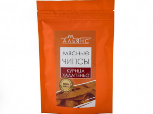 Луковые кольца со вкусом сметаны и лука: Мясо (АЛЬЯНС) вяленое курица с халапеньо (50 гр)